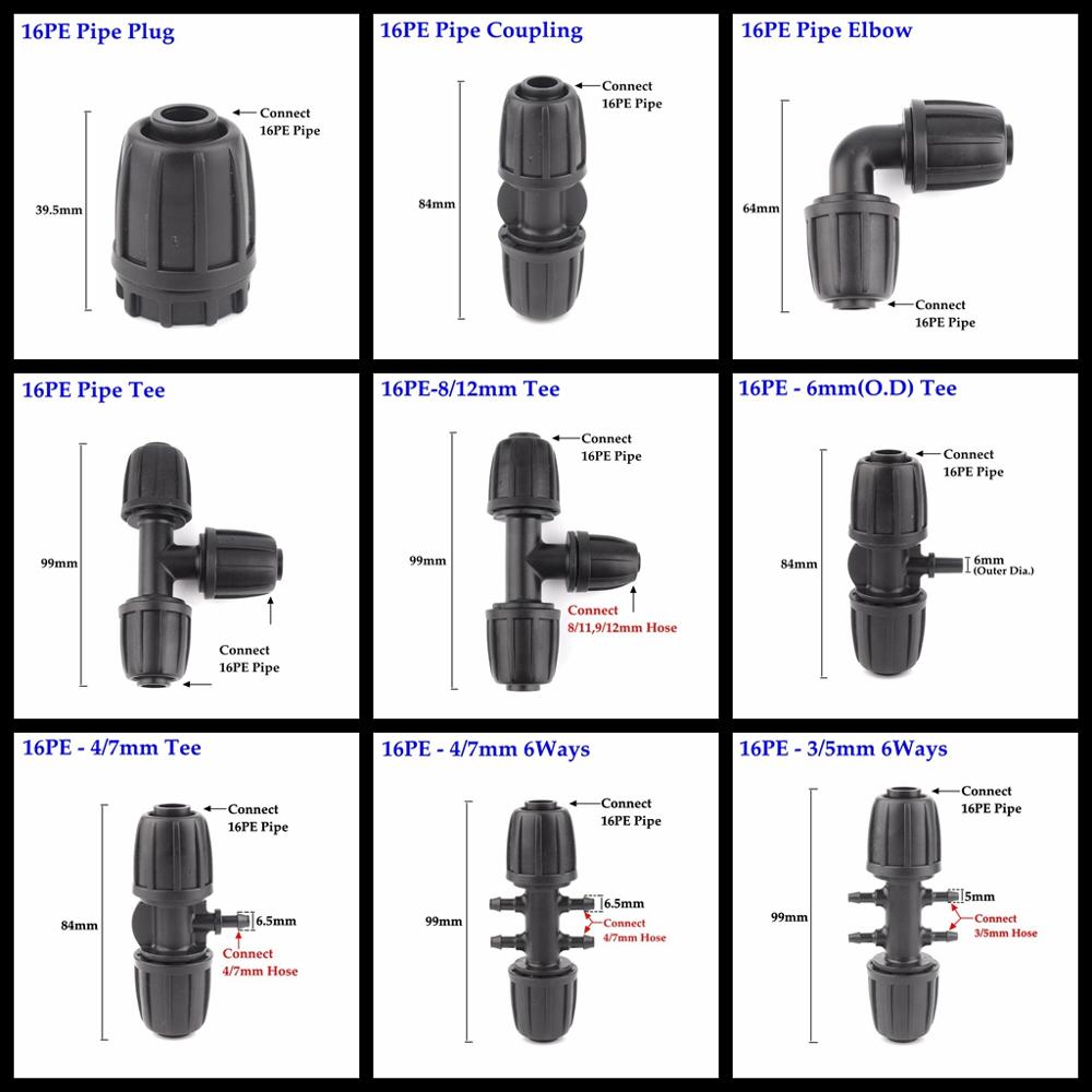 Farming Pipe For Agriculture - 2pcs New 16mm LDPE Pipe Connectors