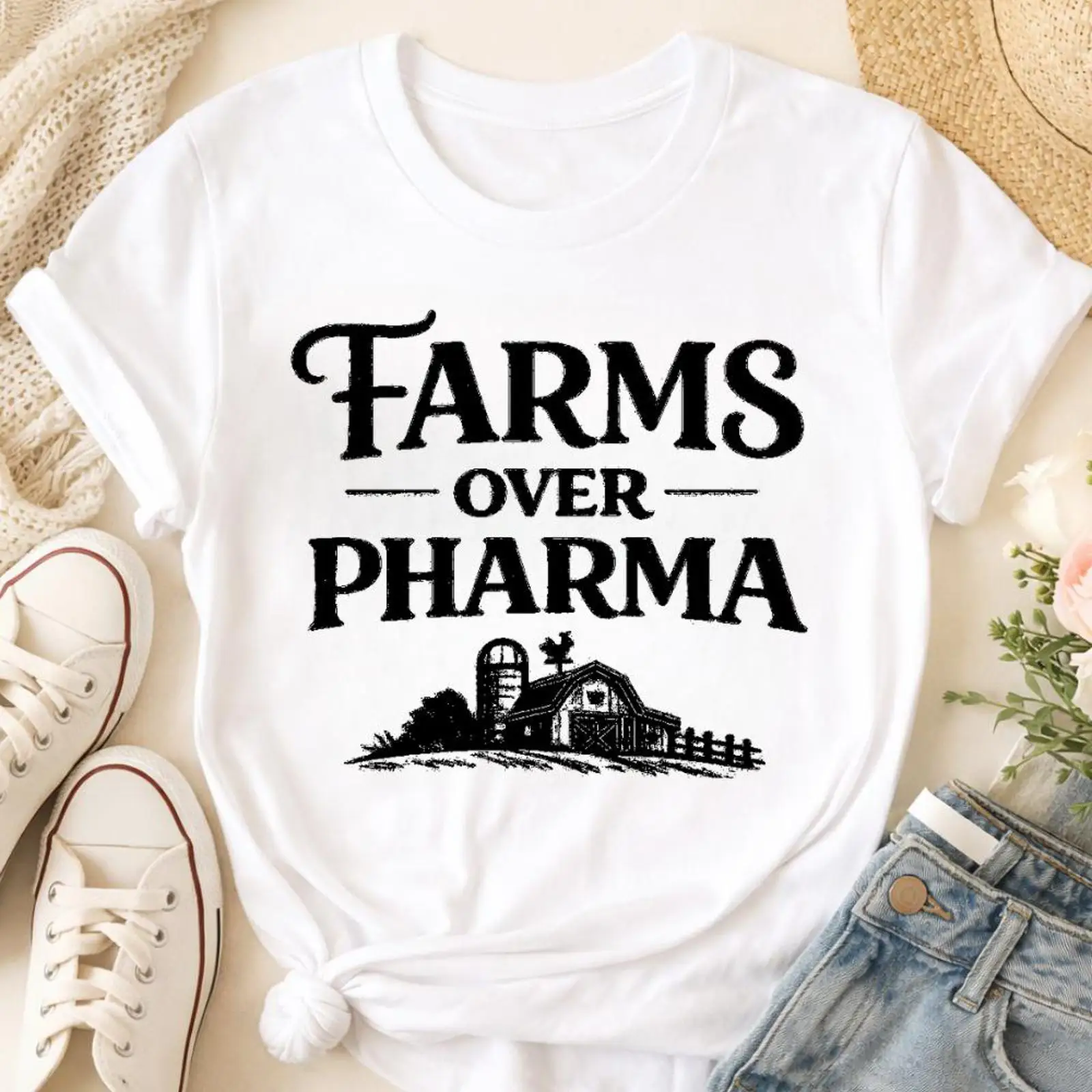 Farms Over Pharma T Shirt Eco  - Sustainable Agriculture/Farming reseña y precio