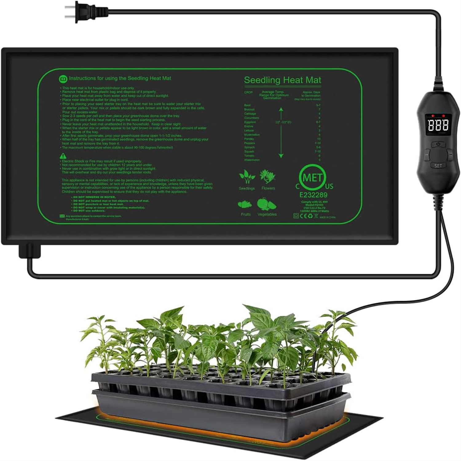 Seedling Heat Mat With Digital - Plant Growth Regulator reseña y precio
