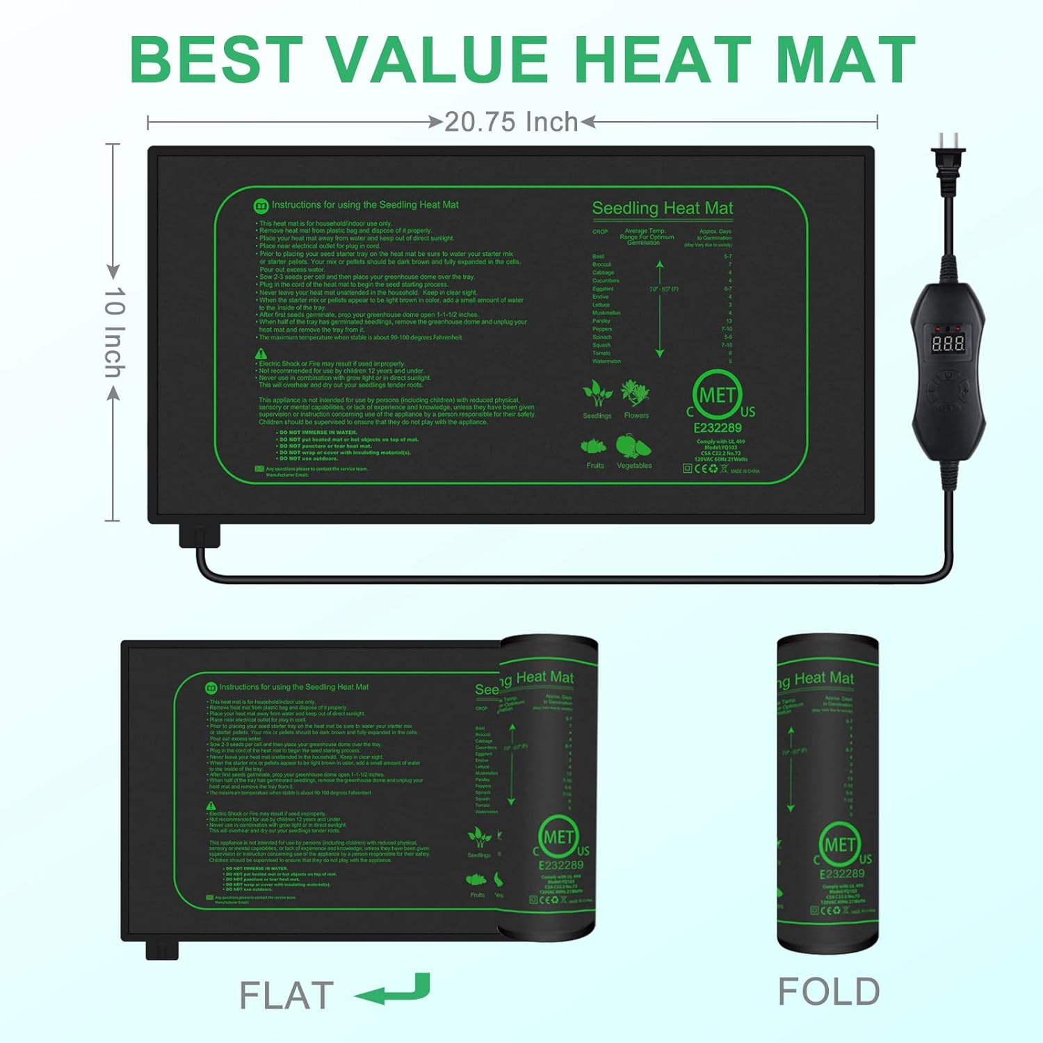 Seedling Heat Mat With Digital - Plant Growth Regulator reseña y precio